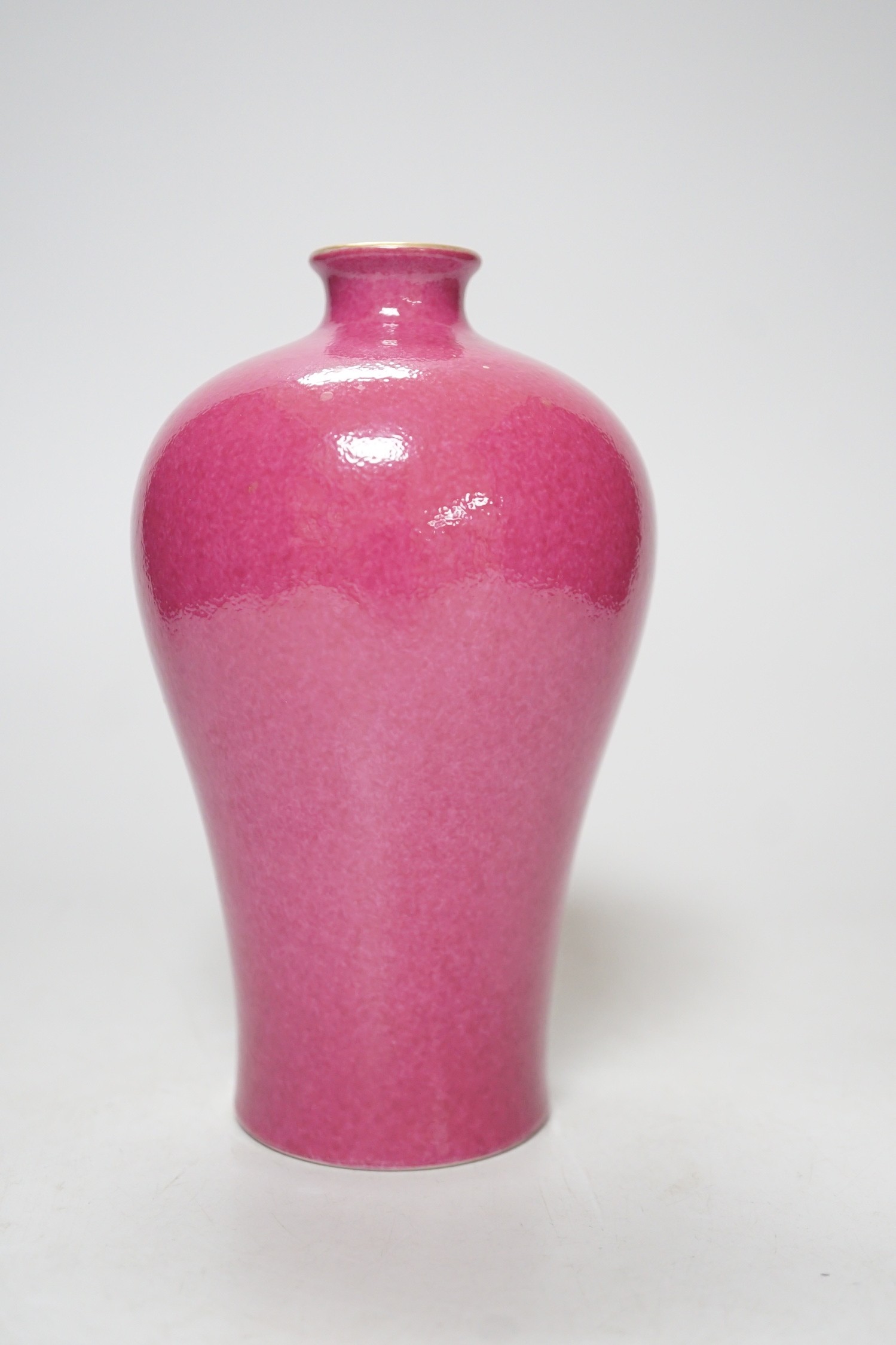 A Chinese ruby glazed meiping, 17cm